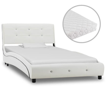 Letto con Materasso Bianco in Similpelle 90x200 cm - homemem39