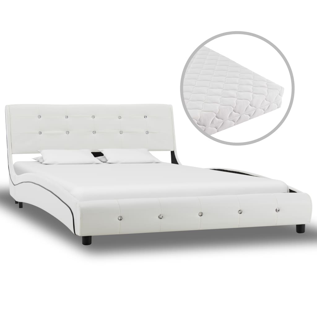 Letto con Materasso Bianco in Similpelle 120x200 cm - homemem39