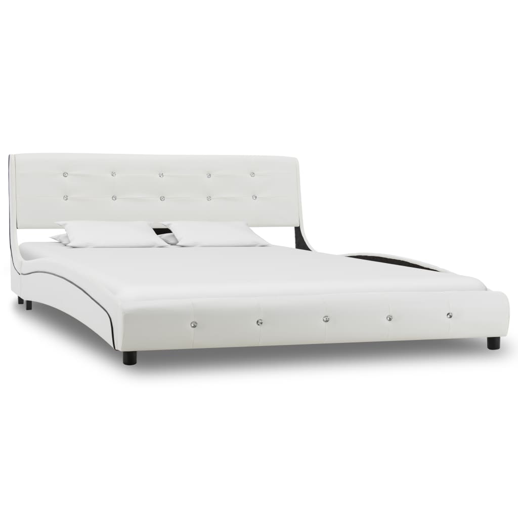 Letto con Materasso Bianco in Similpelle 140x200 cm - homemem39