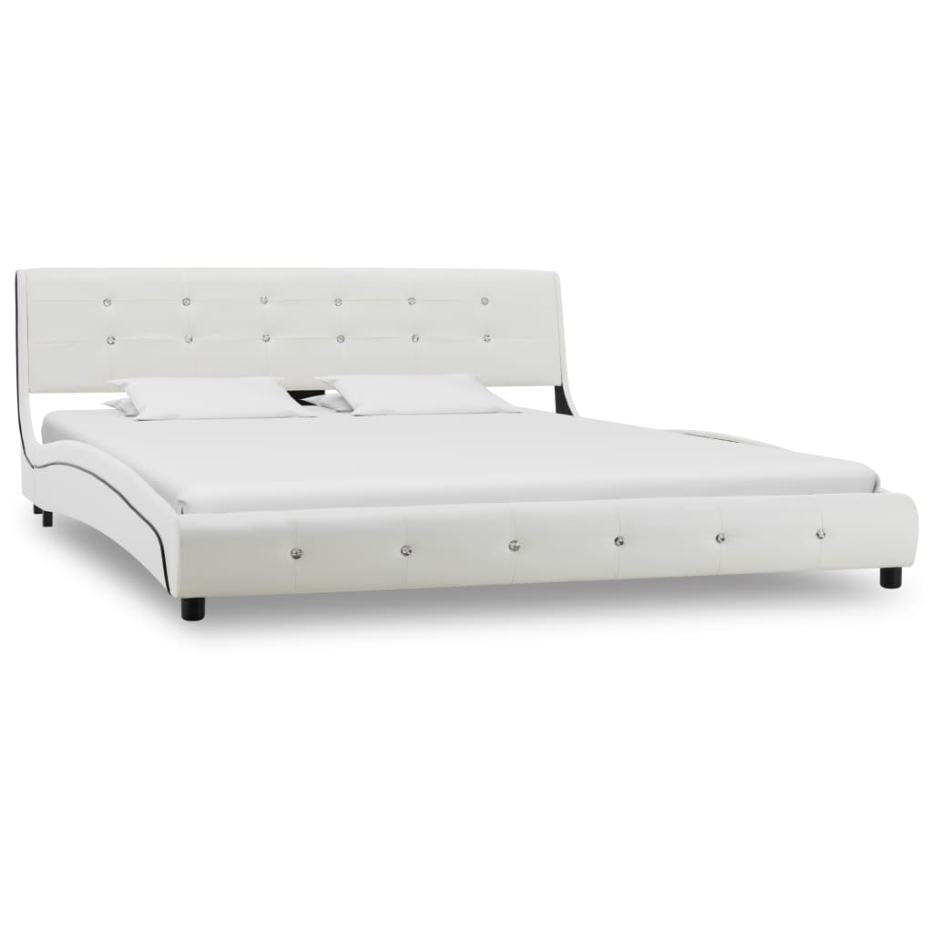 Letto con Materasso Bianco in Similpelle 160x200 cm - homemem39