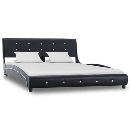 Letto con Materasso Nero in Similpelle 140x200 cm - homemem39