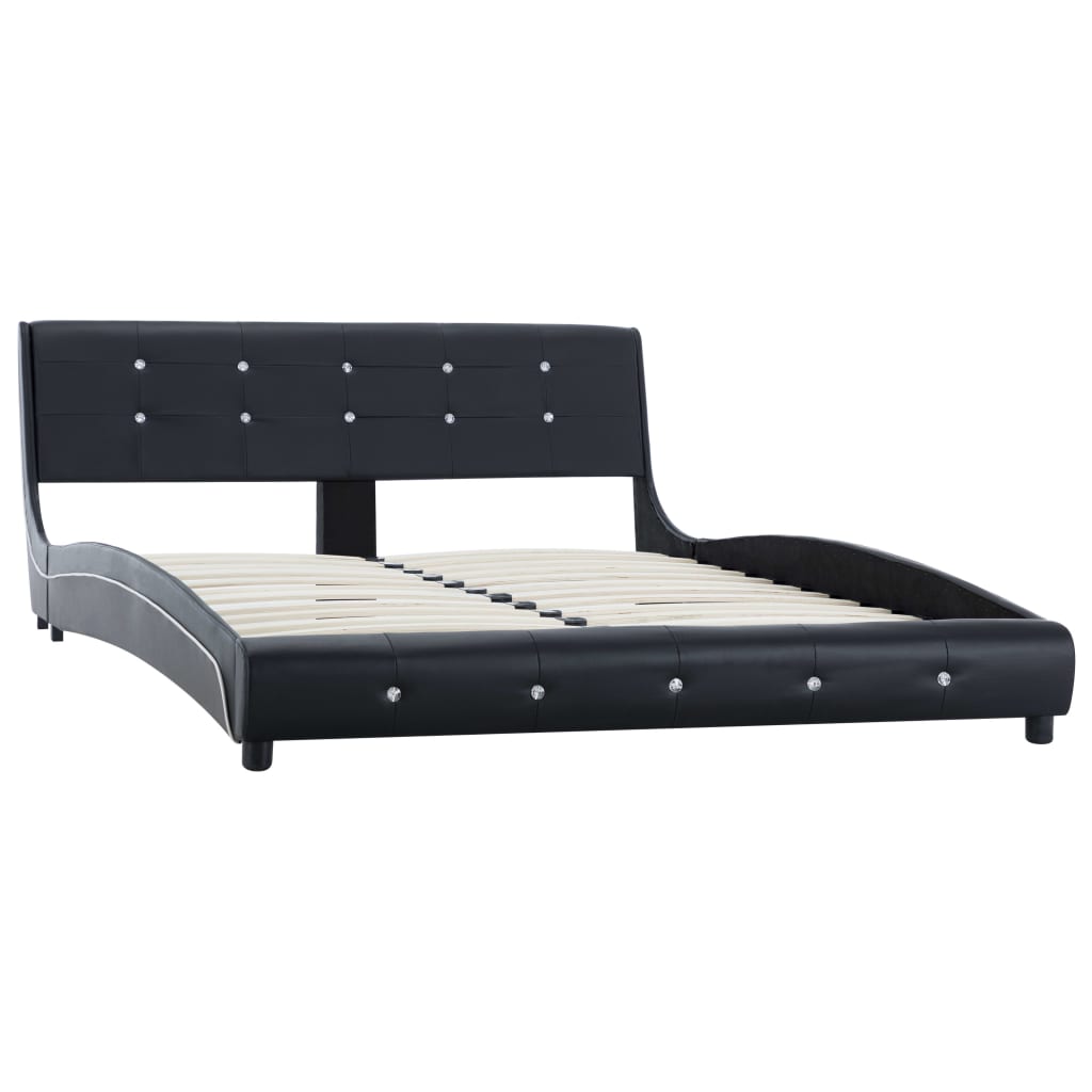 Letto con Materasso Nero in Similpelle 140x200 cm - homemem39