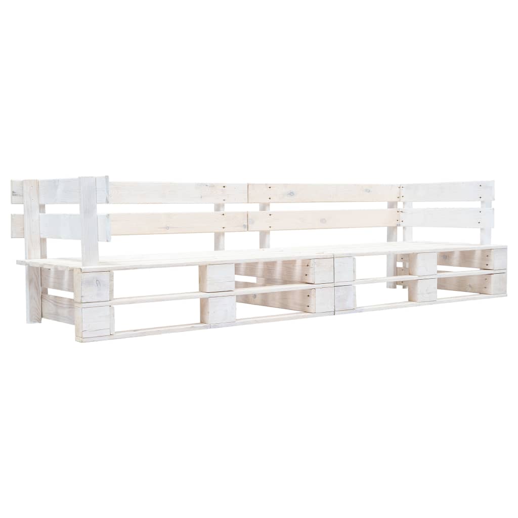 Divano da Giardino a 2 Posti su Pallet Bianco in Legno - homemem39