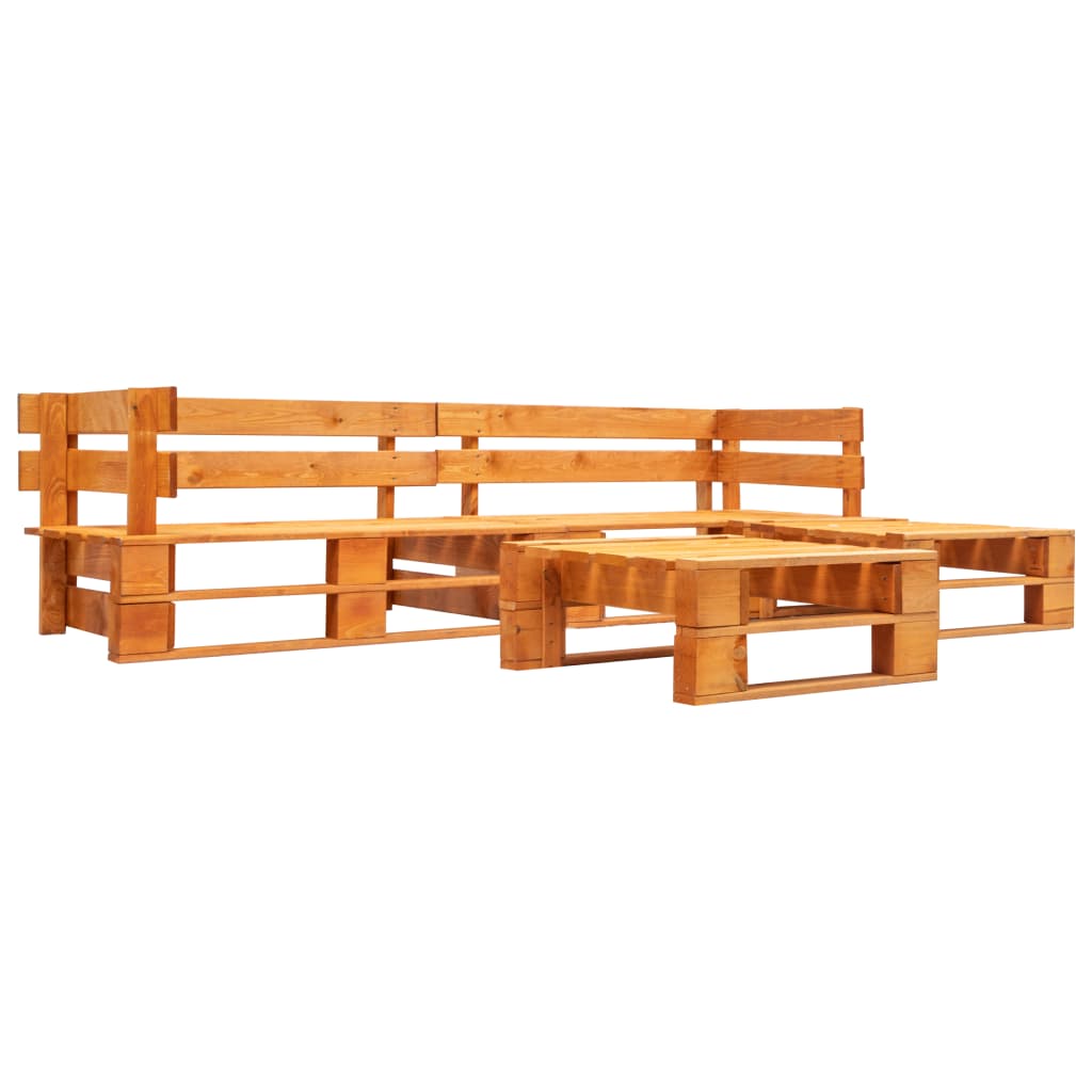 Set Divani da Giardino su Pallet 4 pz Marrone Miele in Legno - homemem39