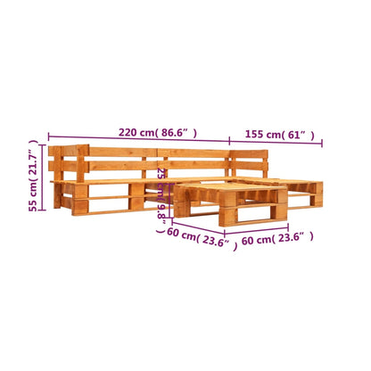 Set Divani da Giardino su Pallet 4 pz Marrone Miele in Legno - homemem39