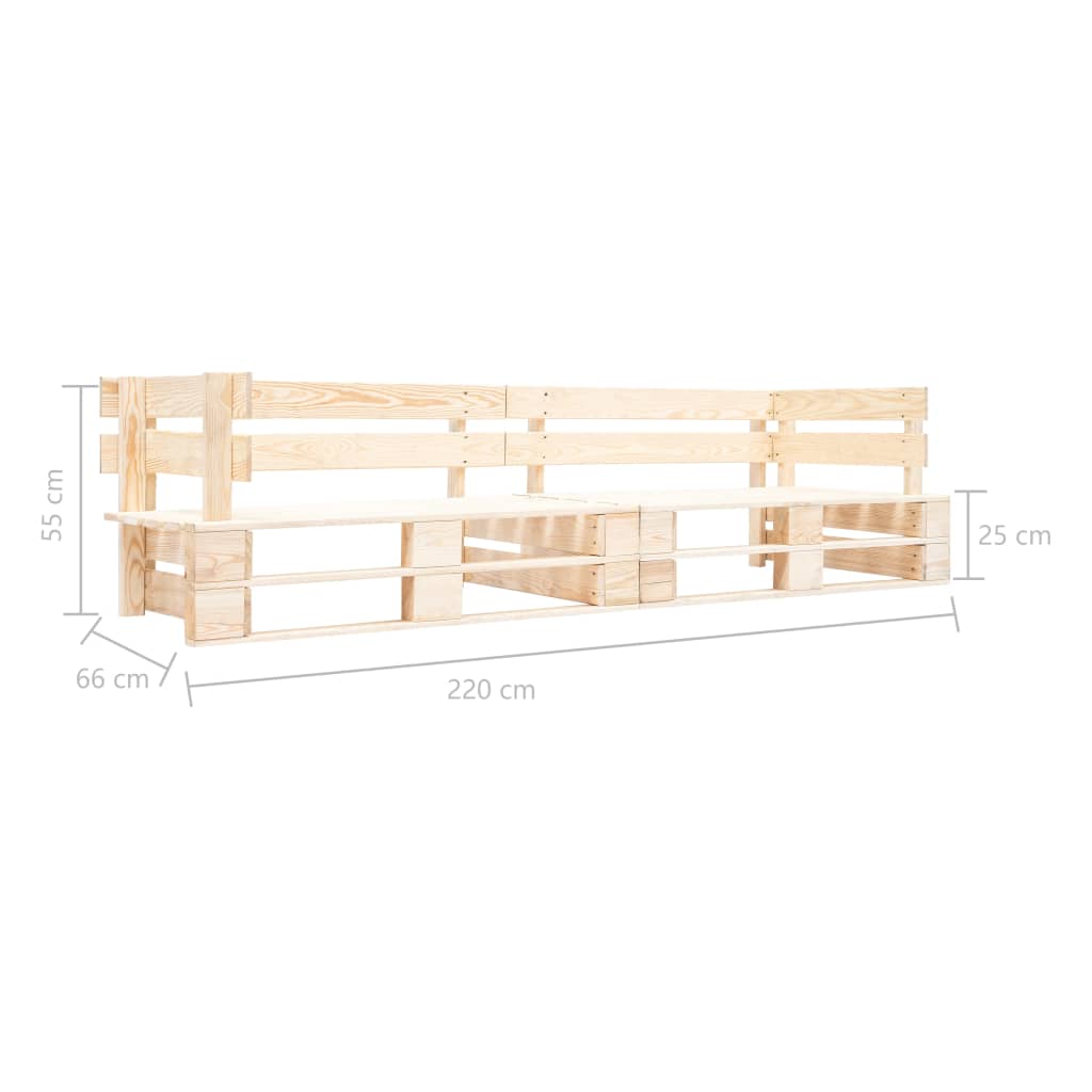 Divano da Giardino a 2 Posti su Pallet Naturale in Legno - homemem39