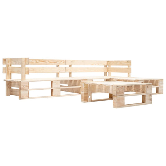 Set Divani da Giardino con Pallet 4 pz Naturale in Legno - homemem39