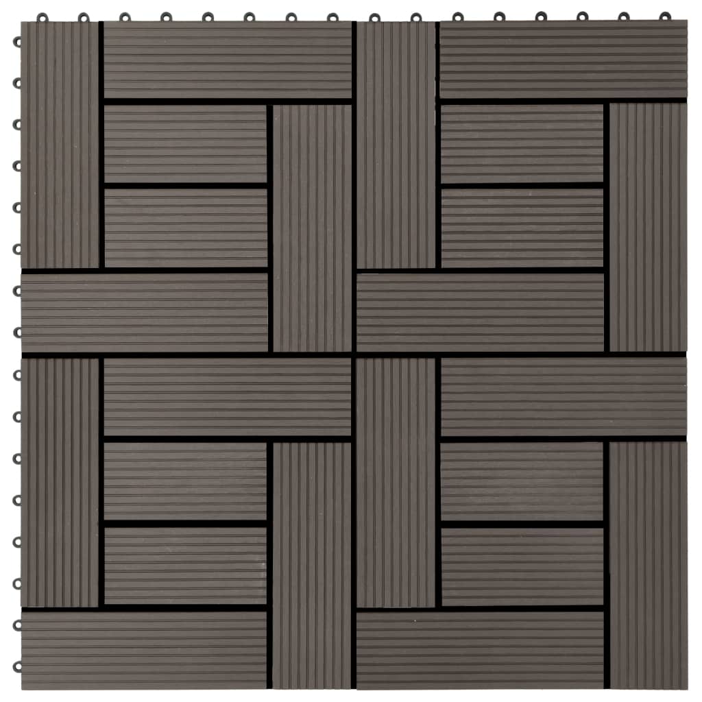 Piastrelle per Decking 22 pz 30x30cm 2mq in WPC Marrone Scuro - homemem39