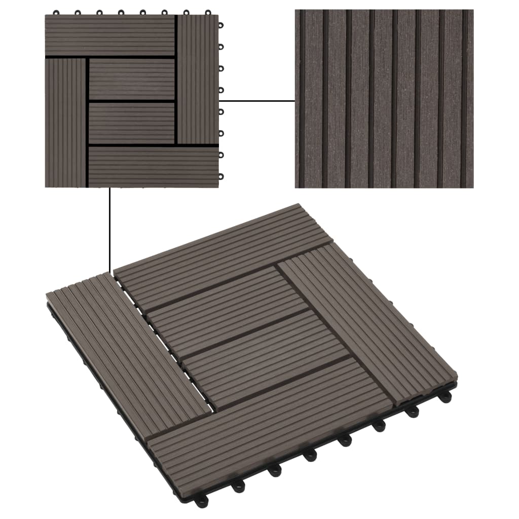 Piastrelle per Decking 22 pz 30x30cm 2mq in WPC Marrone Scuro - homemem39