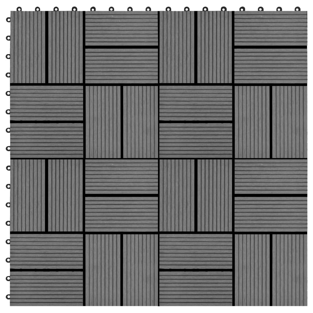 Piastrelle per Decking 22 pz 30x30cm 2mq in WPC Grigio - homemem39