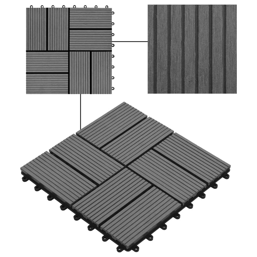 Piastrelle per Decking 22 pz 30x30cm 2mq in WPC Grigio - homemem39