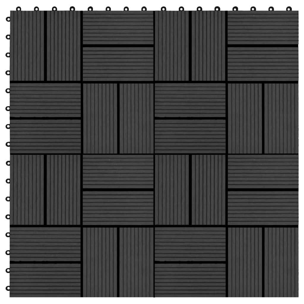 Piastrelle per Decking 22 pz 30x30cm 2mq in WPC Nero - homemem39