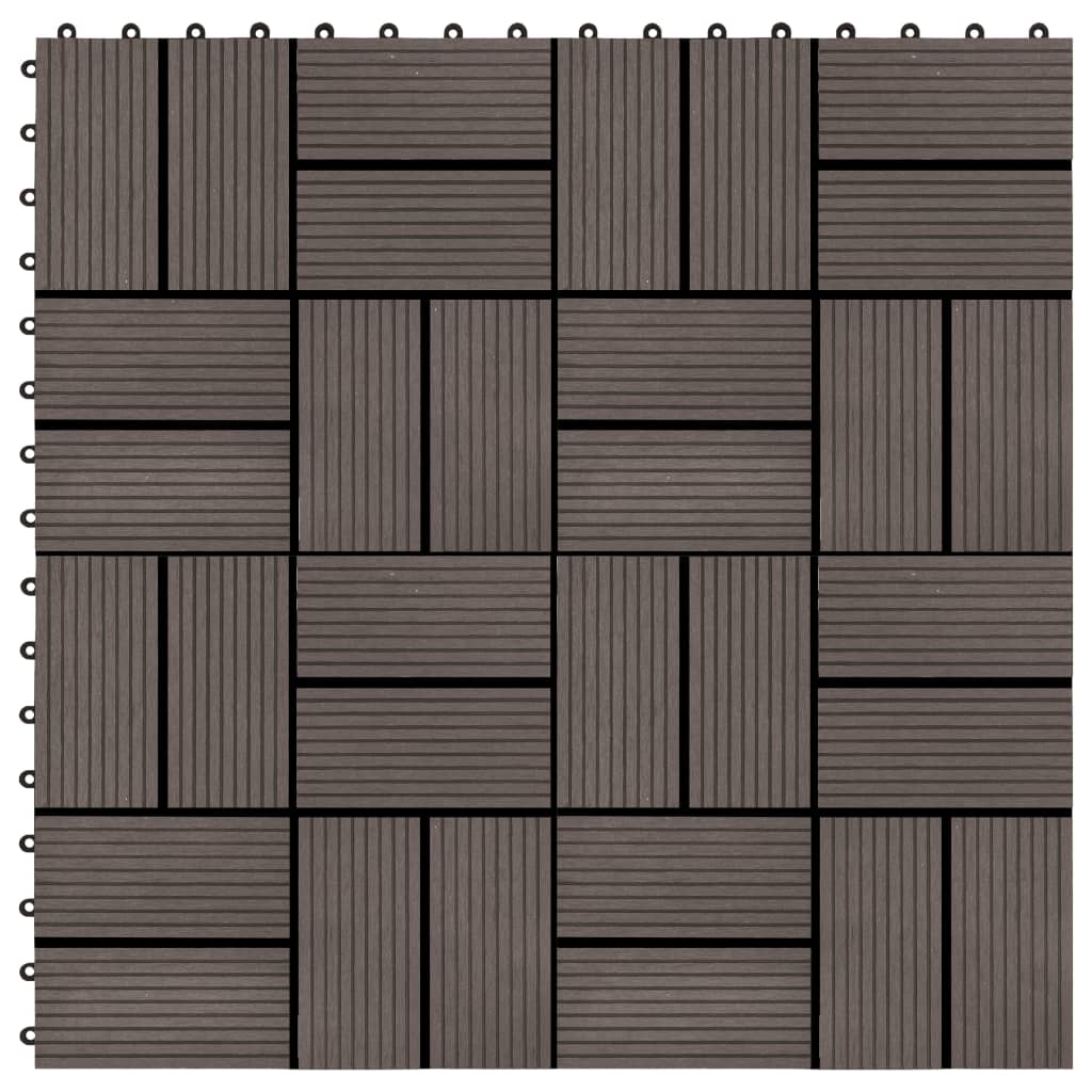 Piastrelle per Decking 22 pz 30x30cm 2mq in WPC Marrone Scuro - homemem39