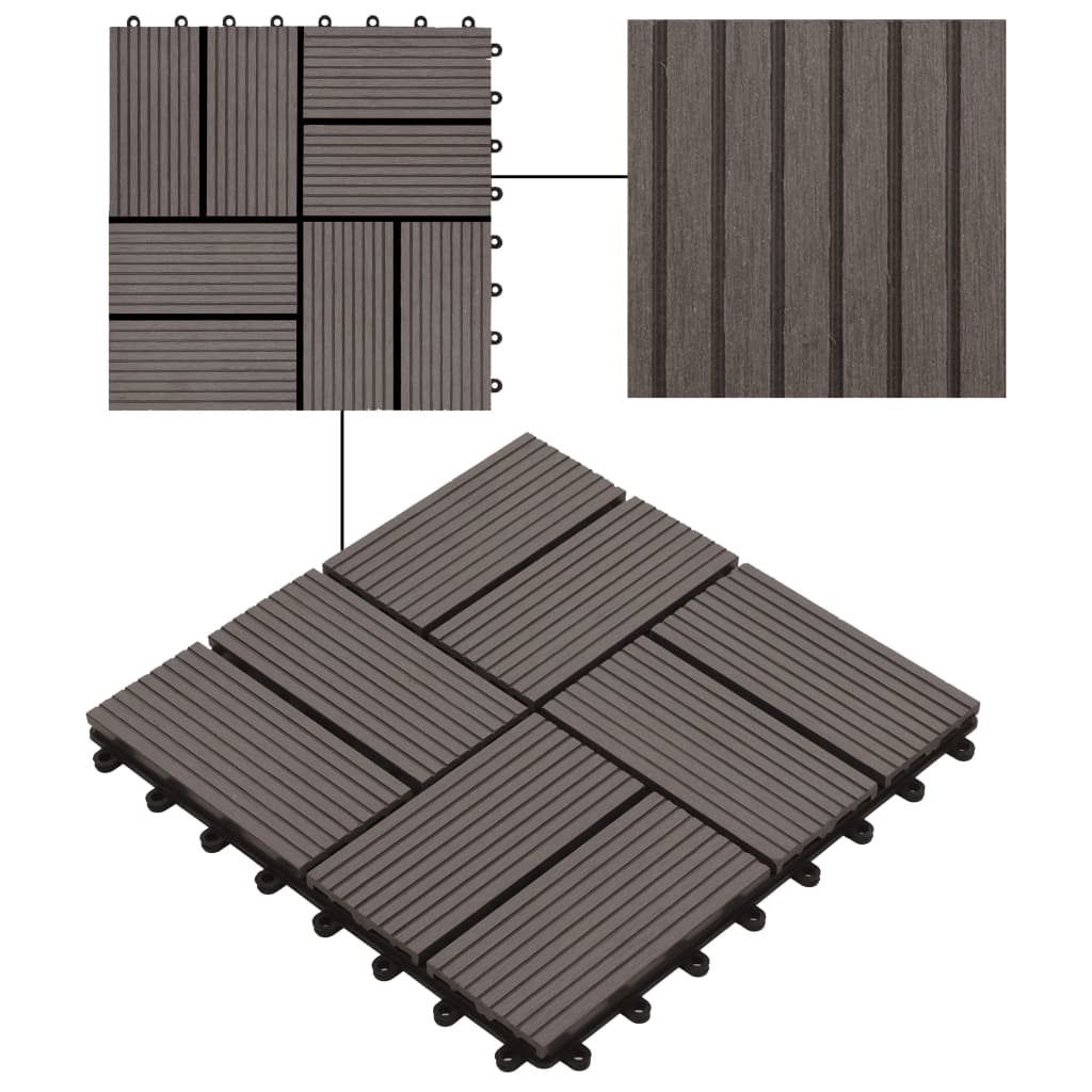 Piastrelle per Decking 22 pz 30x30cm 2mq in WPC Marrone Scuro - homemem39