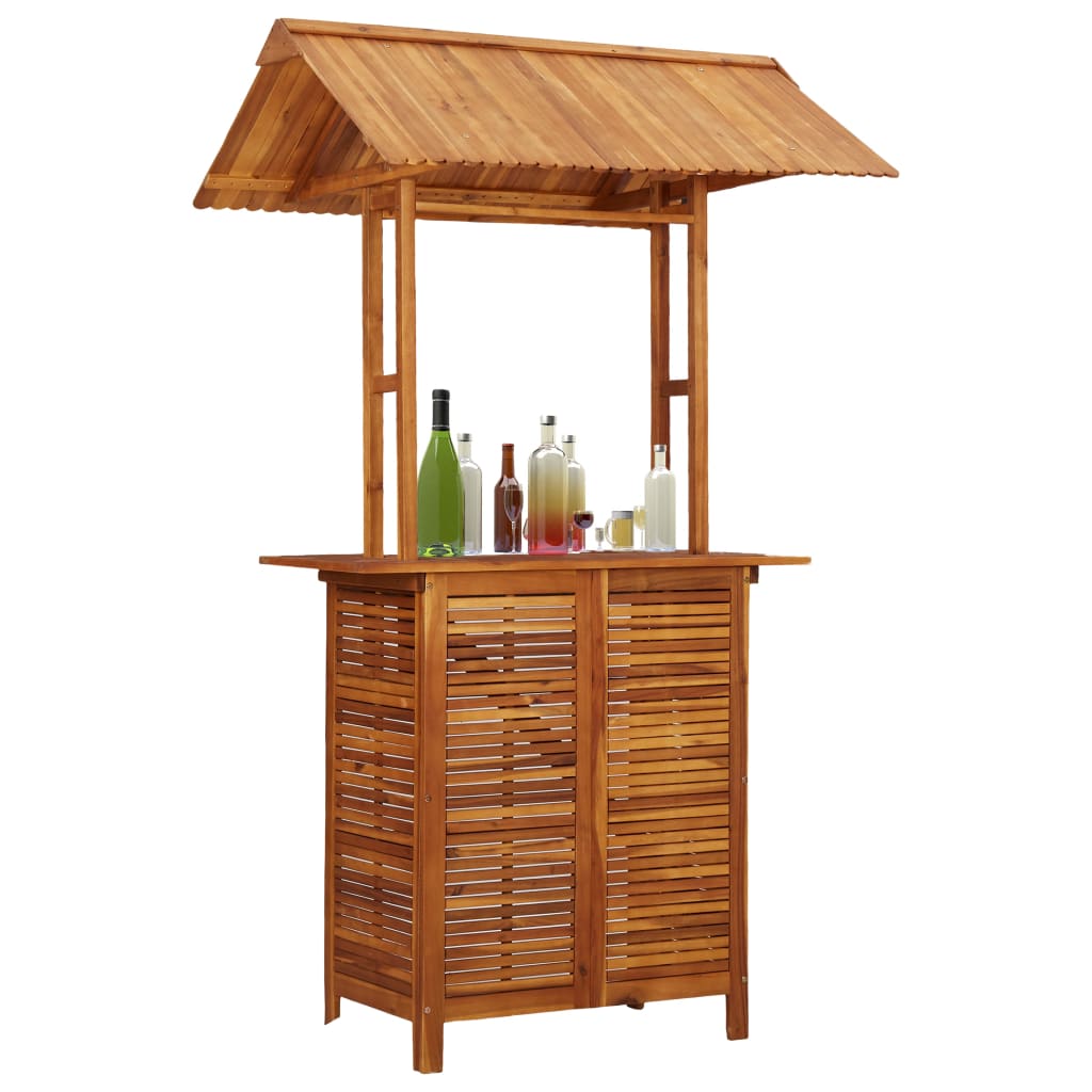 Tavolo Bar Esterno con Tetto 113x106x217cm Massello di Acacia - homemem39