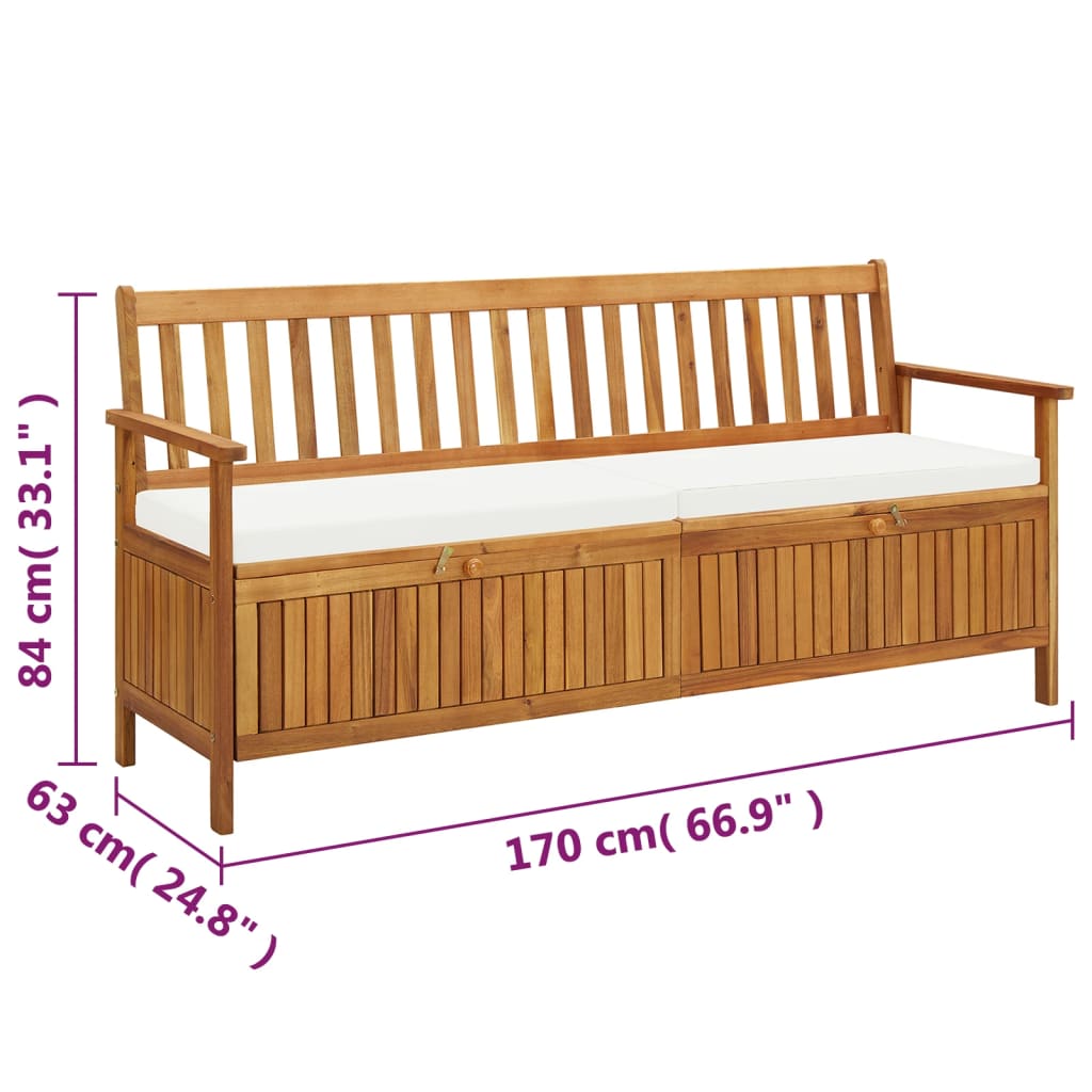 Cassapanca con Cuscini 170 cm Legno Massello d'Acacia - homemem39