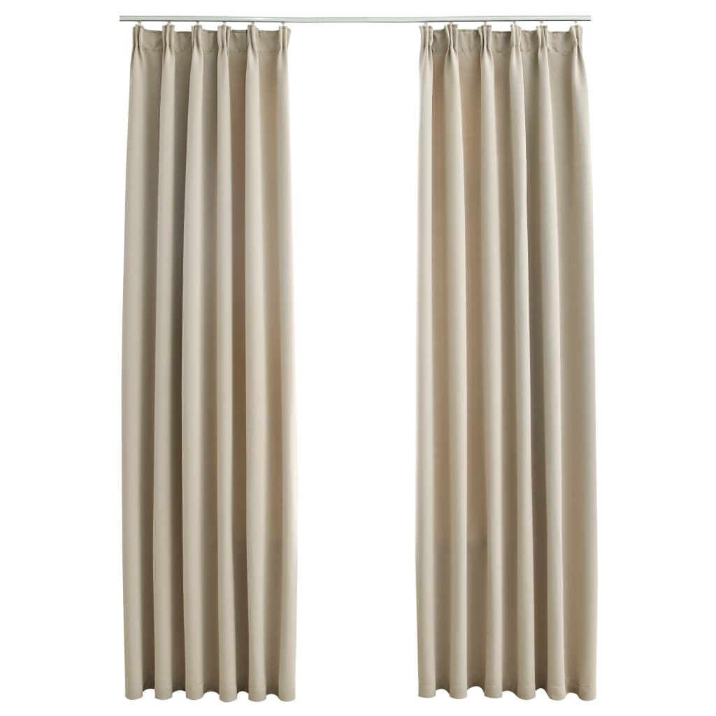 Tende Oscuranti con Ganci 2 pz Beige 140x175 cm - homemem39