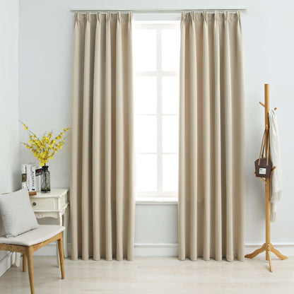 Tende Oscuranti con Ganci 2 pz Beige 140x175 cm - homemem39