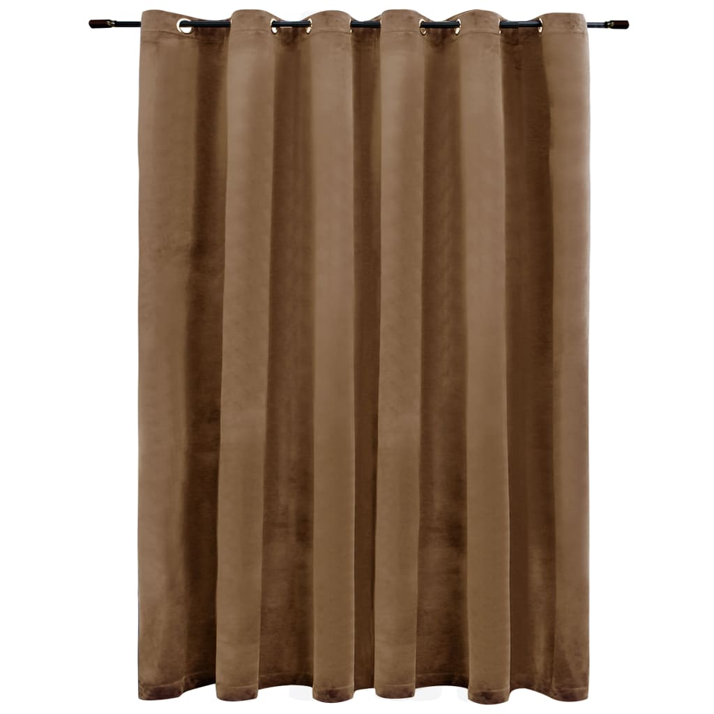 Tenda Oscurante con Anelli in Metallo Velluto Beige 290x245 cm - homemem39