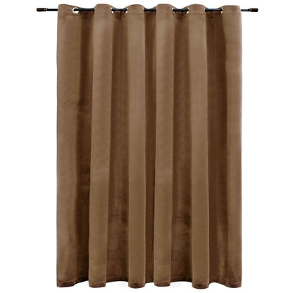 Tenda Oscurante con Anelli in Metallo Velluto Beige 290x245 cm - homemem39