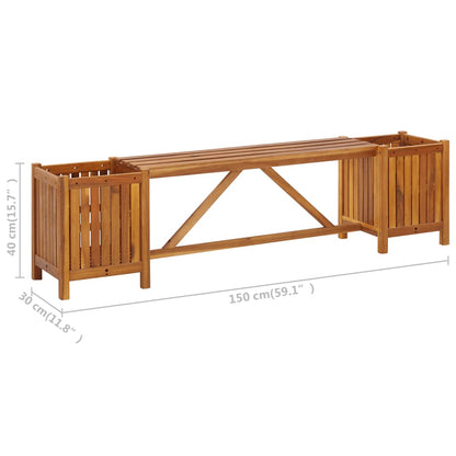 Panca da Giardino con 2 Fioriere 150x30x40cm in Massello Acacia - homemem39