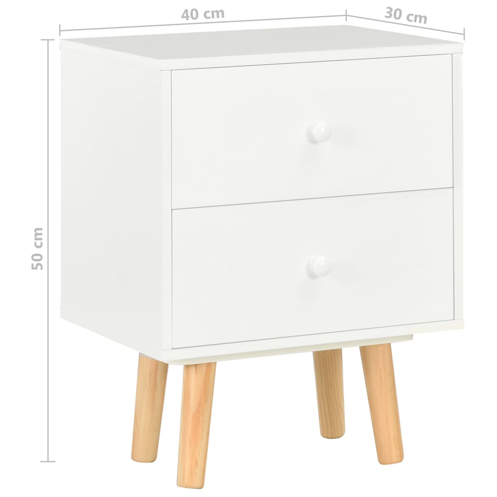 Comodini 2 pz Bianchi 40x30x50 cm Legno Massello di Pino - homemem39