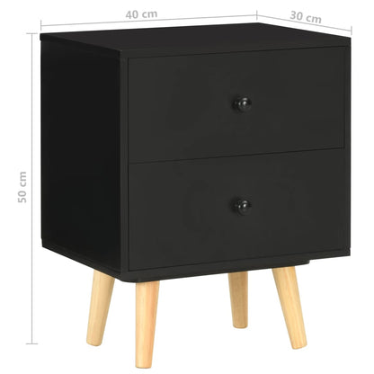 Comodini 2 pz Neri 40x30x50 cm Legno Massello di Pino - homemem39