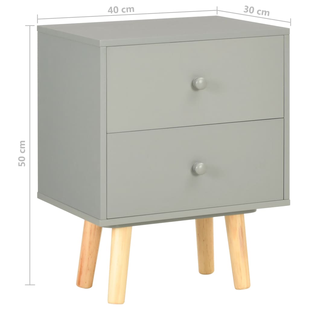 Comodini 2 pz Grigi 40x30x50 cm Legno Massello di Pino - homemem39