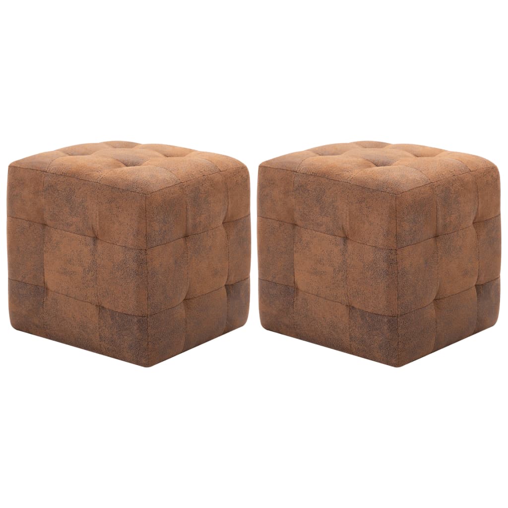 Pouf 2 pz Marrone 30x30x30 cm in Similpelle Scamosciata - homemem39