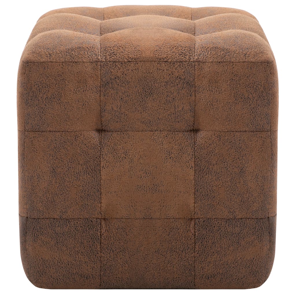 Pouf 2 pz Marrone 30x30x30 cm in Similpelle Scamosciata - homemem39