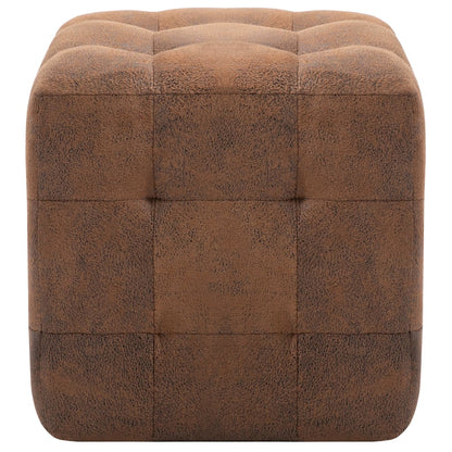 Pouf 2 pz Marrone 30x30x30 cm in Similpelle Scamosciata - homemem39