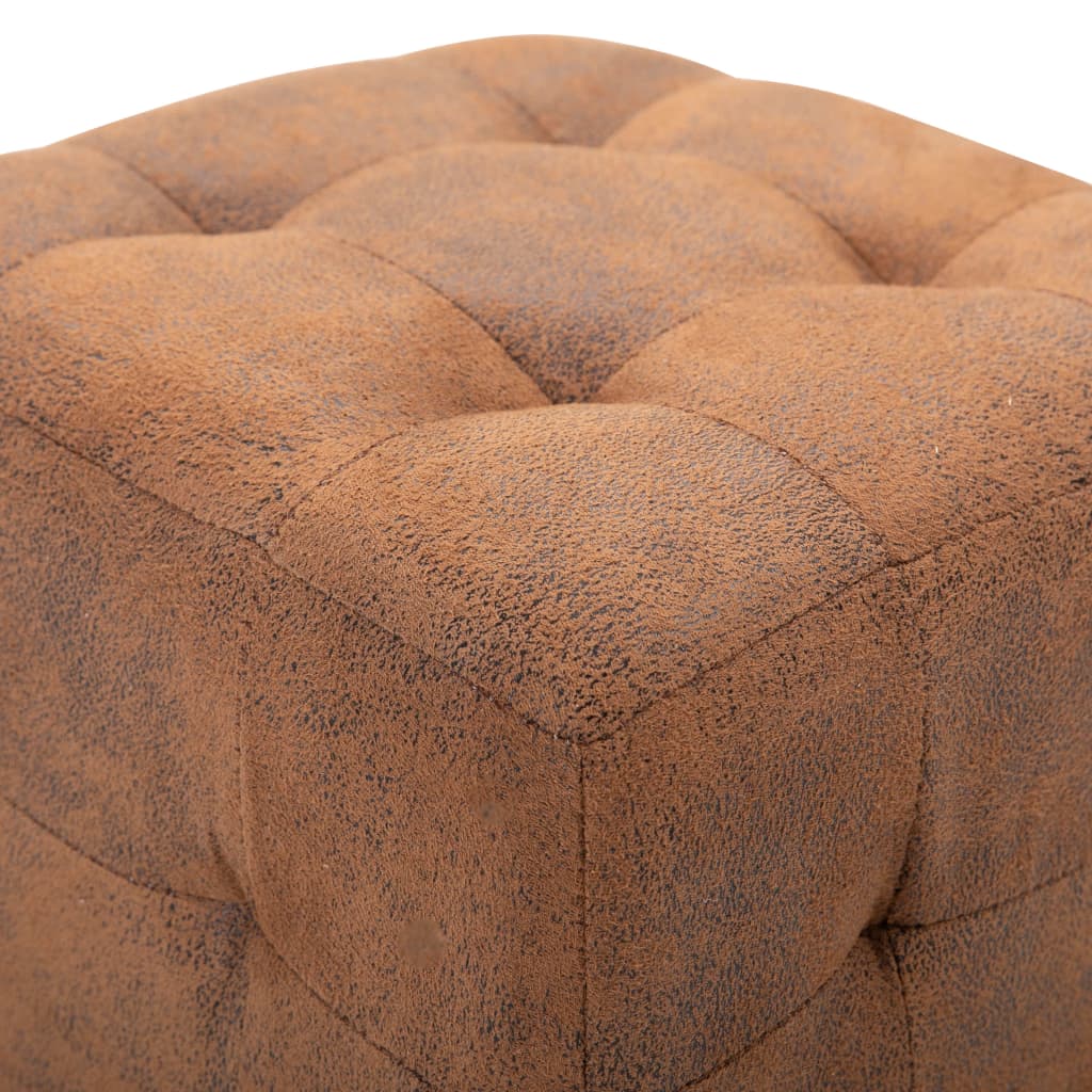 Pouf 2 pz Marrone 30x30x30 cm in Similpelle Scamosciata - homemem39