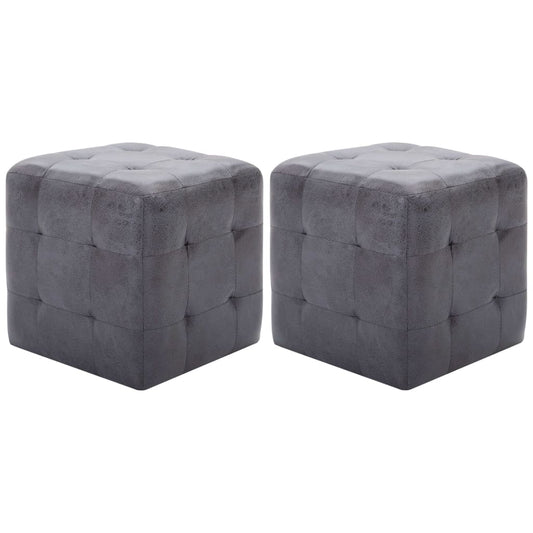 Pouf 2 pz Grigio 30x30x30 cm in Similpelle Scamosciata - homemem39