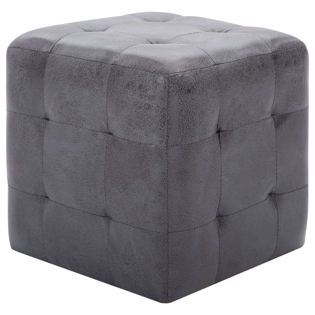 Pouf 2 pz Grigio 30x30x30 cm in Similpelle Scamosciata - homemem39