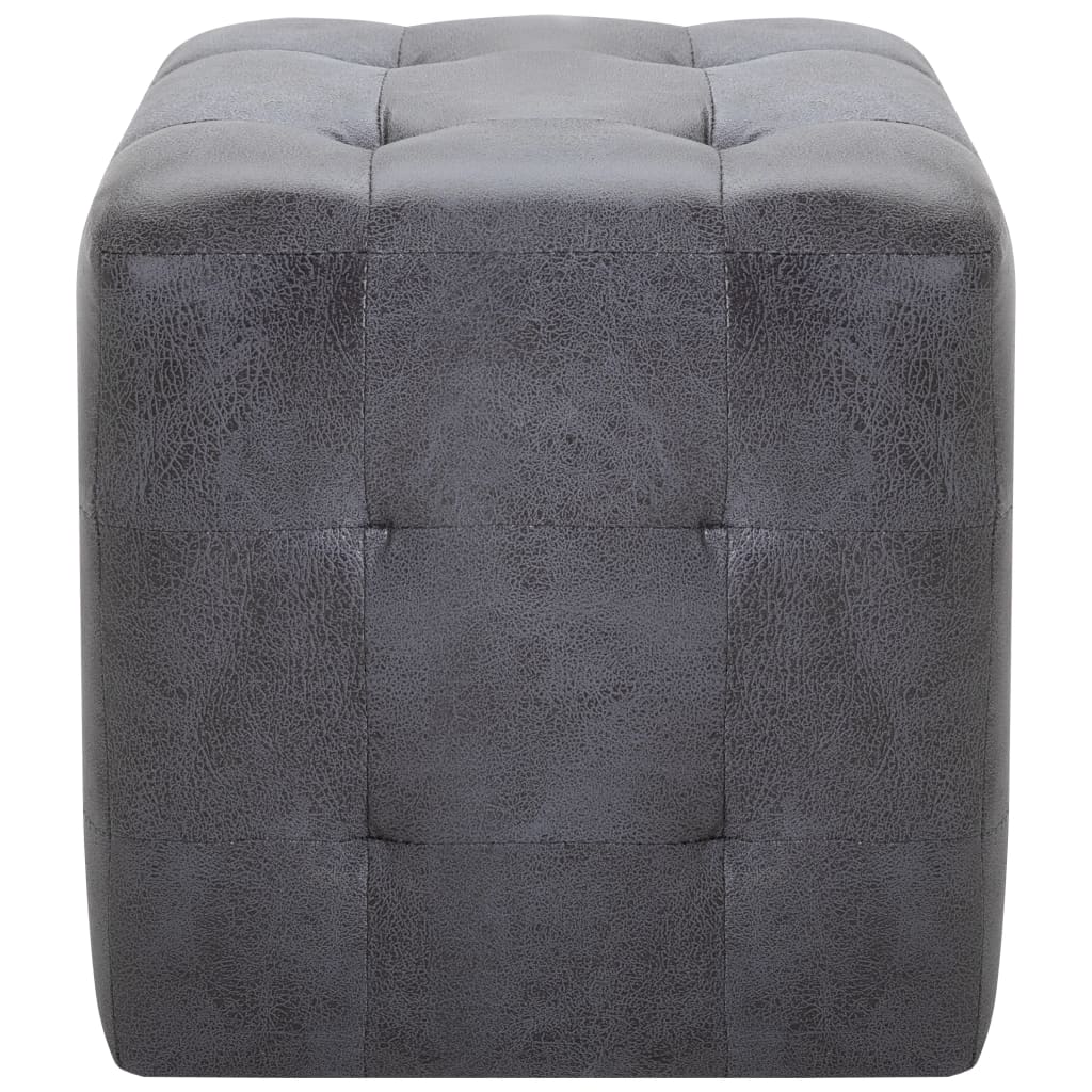 Pouf 2 pz Grigio 30x30x30 cm in Similpelle Scamosciata - homemem39