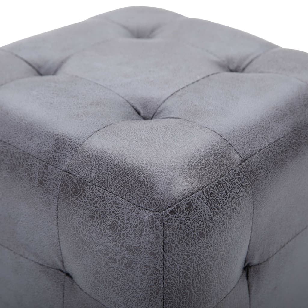 Pouf 2 pz Grigio 30x30x30 cm in Similpelle Scamosciata - homemem39