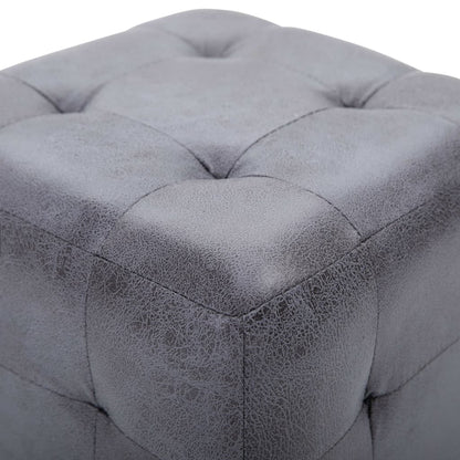 Pouf 2 pz Grigio 30x30x30 cm in Similpelle Scamosciata - homemem39