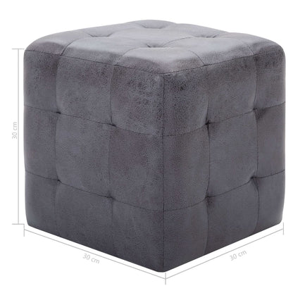 Pouf 2 pz Grigio 30x30x30 cm in Similpelle Scamosciata - homemem39