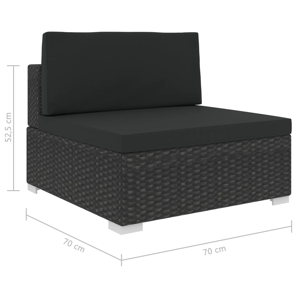 Set Divani da Giardino 8 pz con Cuscini in Polyrattan Nero - homemem39