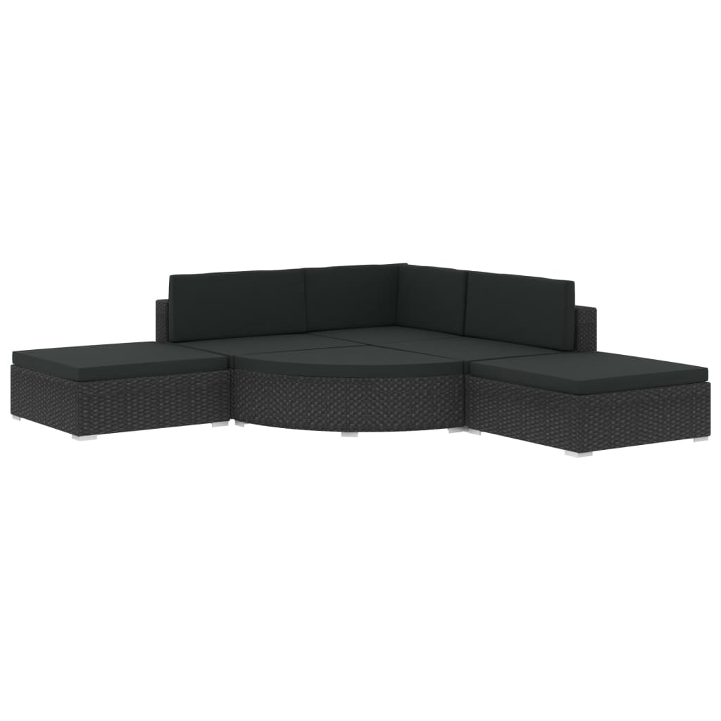 Set Divani da Giardino 6 pz con Cuscini in Polyrattan Nero - homemem39