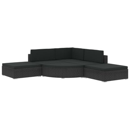 Set Divani da Giardino 6 pz con Cuscini in Polyrattan Nero - homemem39