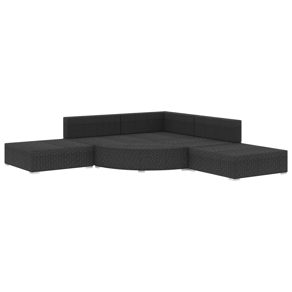 Set Divani da Giardino 6 pz con Cuscini in Polyrattan Nero - homemem39