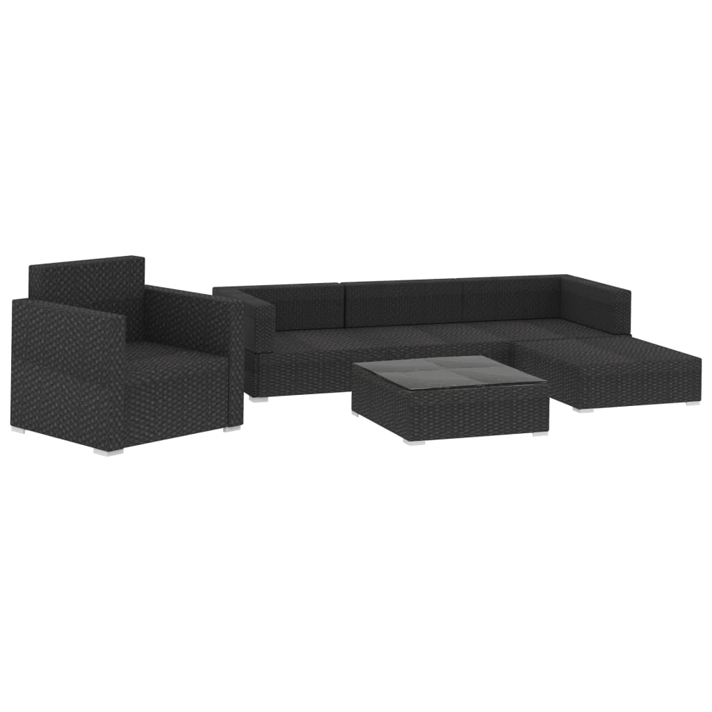 Set Divani da Giardino 6 pz con Cuscini in Polyrattan Nero - homemem39