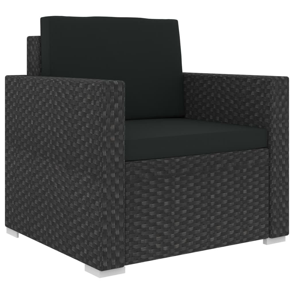 Set Divani da Giardino 6 pz con Cuscini in Polyrattan Nero - homemem39