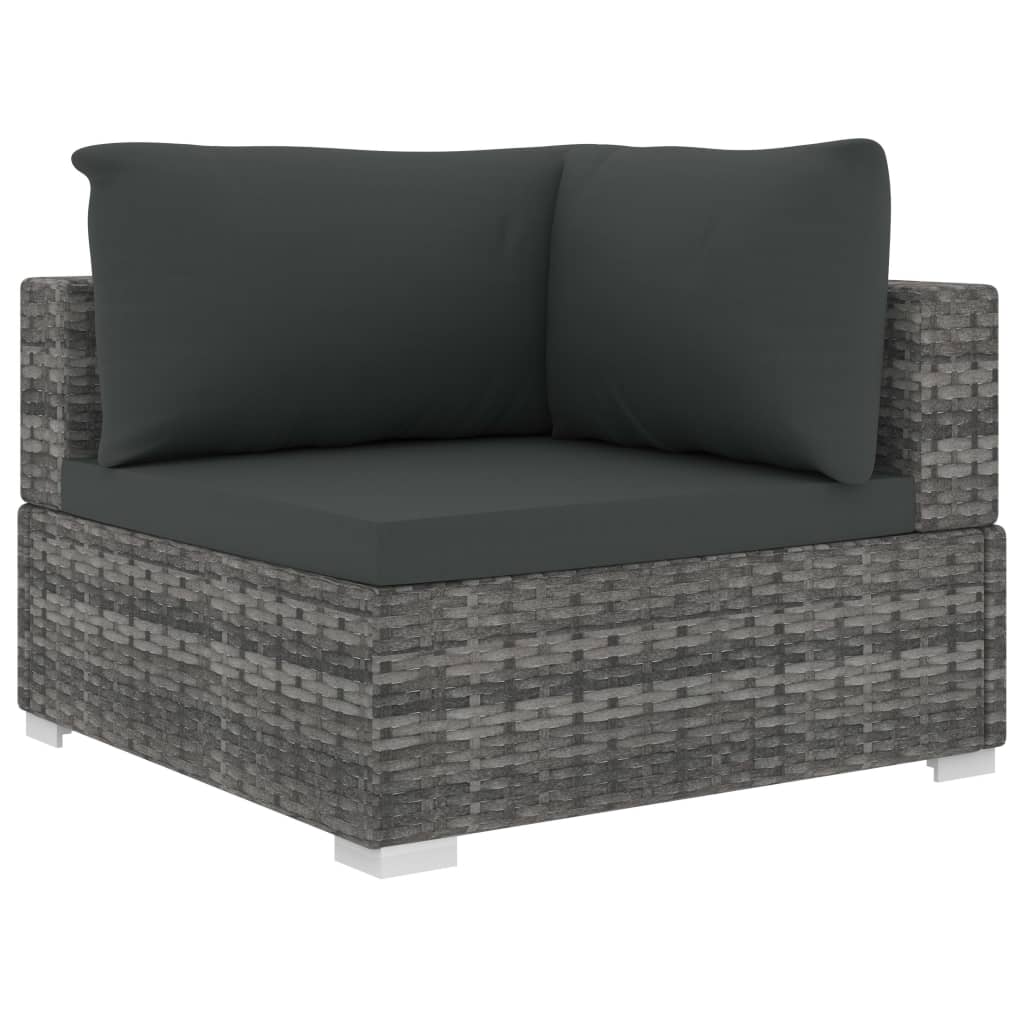 Set Divani da Giardino 12 pz con Cuscini in Polyrattan Grigio - homemem39