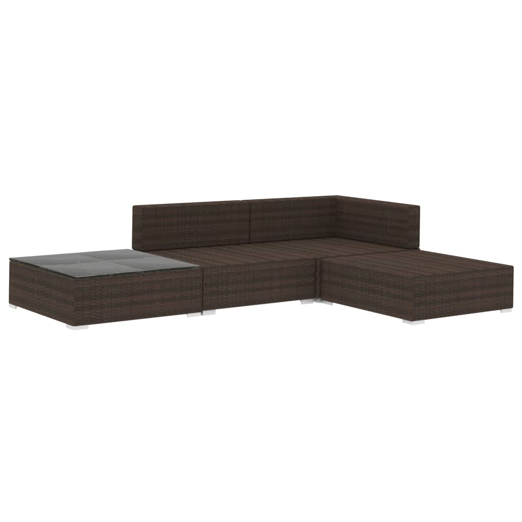 Set Divani da Giardino 4 pz con Cuscini in Polyrattan Marrone - homemem39