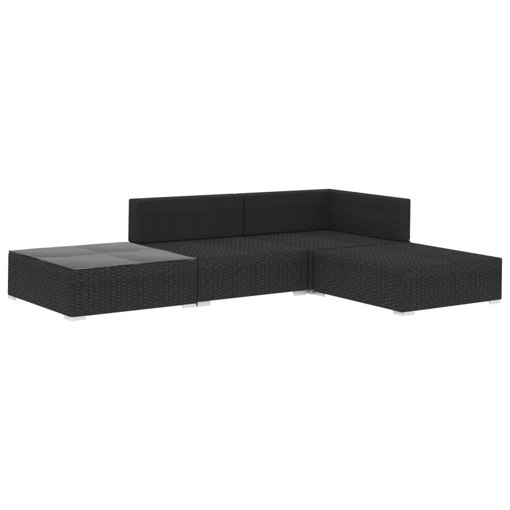 Set Divani da Giardino 4 pz con Cuscini in Polyrattan Nero - homemem39