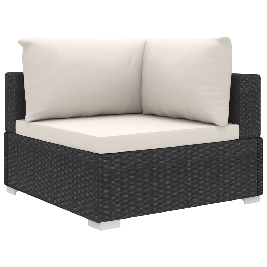 Set Divani da Giardino 4 pz con Cuscini in Polyrattan Nero - homemem39