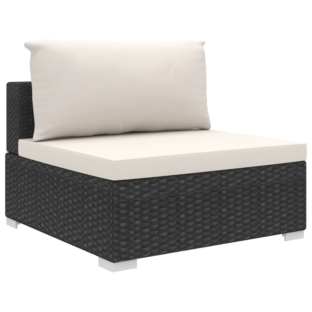 Set Divani da Giardino 4 pz con Cuscini in Polyrattan Nero - homemem39