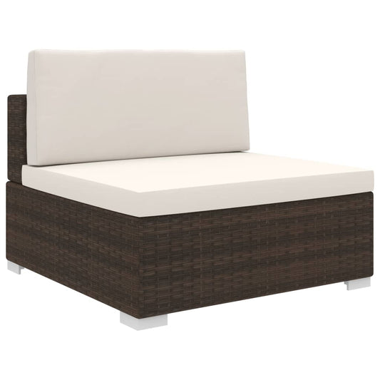 Seduta Centrale Modulare 1 pz con Cuscini in Polyrattan Marrone - homemem39